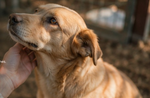 Rescued dog receiving gentle care