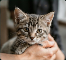 Kitten receiving gentle care